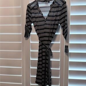 Black & White Printed Wrap Dress -